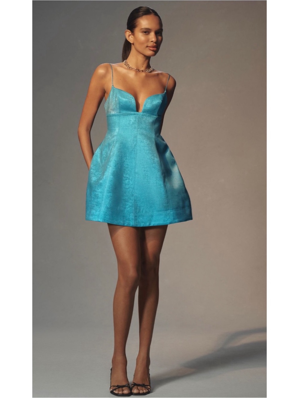 Anthropologie Acler Mornington Blue Mini Dress Lace-Up Cocktail Wedding Guest 10
